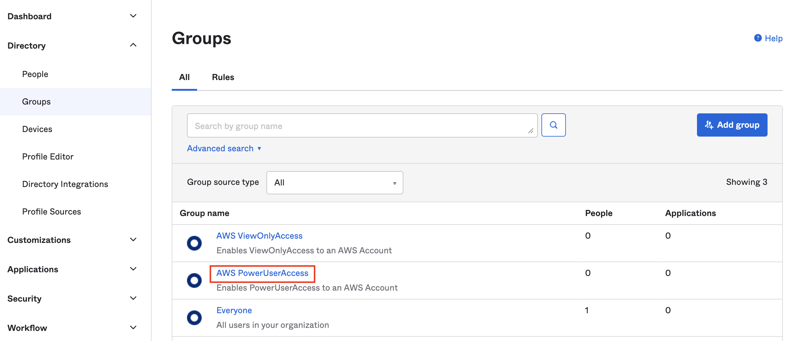 Click on Group Name