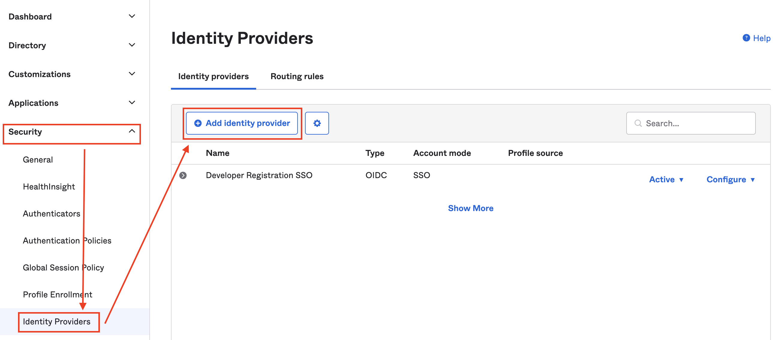 Add Identity Provider
